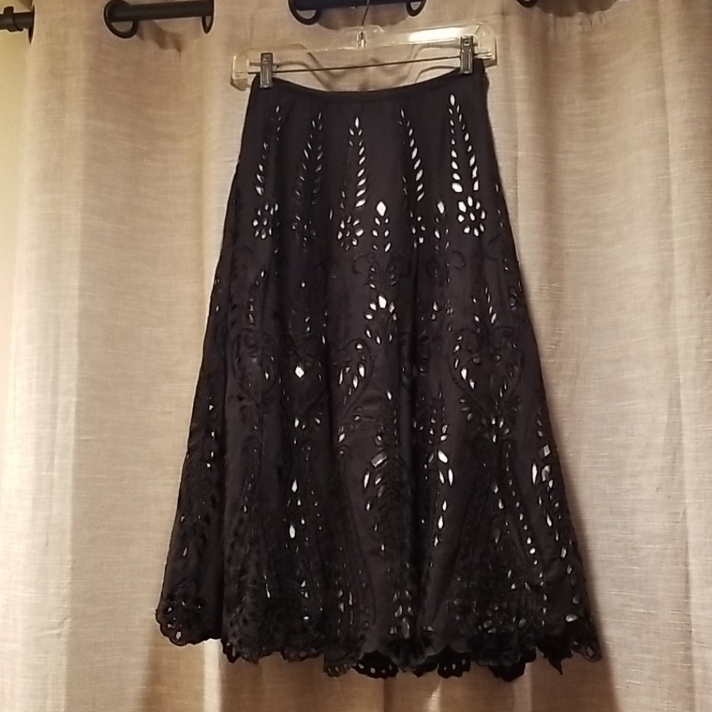 Boho midi skirt with eyelet detail